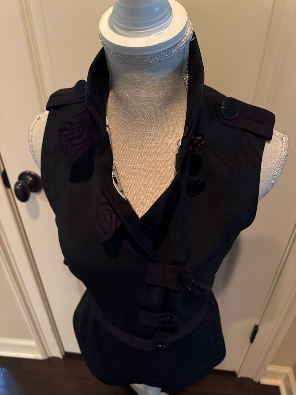 L.A.M.B. Black Sleeveless Military Style Button Vest - Picture 5 of 9